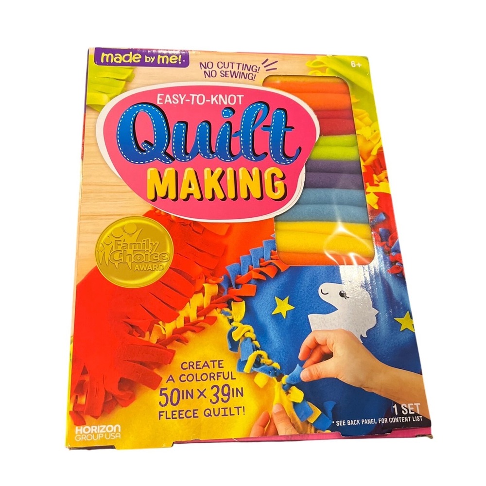 Made By Me Easy-to-Knot Quilt Making Kit No Sew Fleece Blanket 50x39 DIY Craft